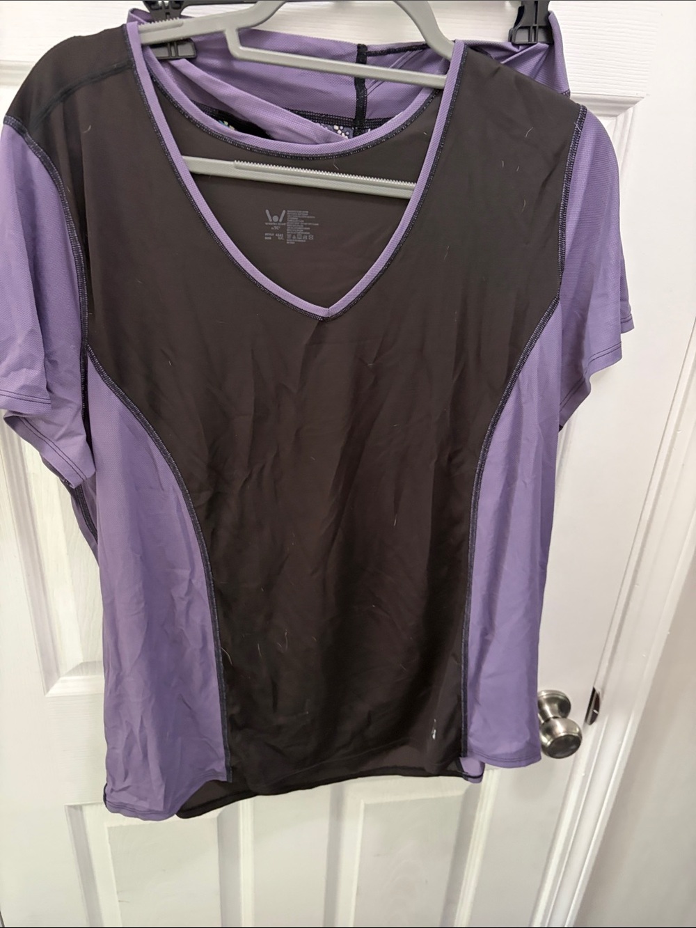 Women's Purple and Black Active V-Neck Top & Pants